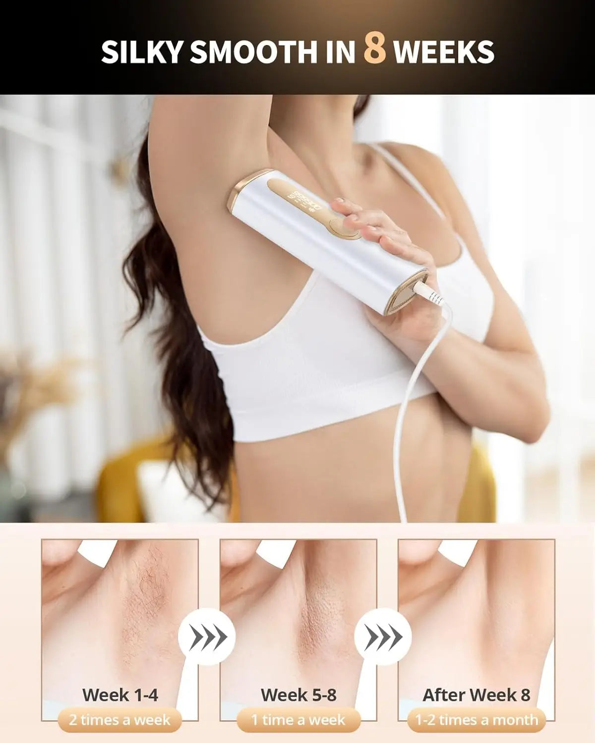 3-in-1 IPL Laser Hair Removal Device with Cooling – 999,900+ Flashes for Body & Armpits