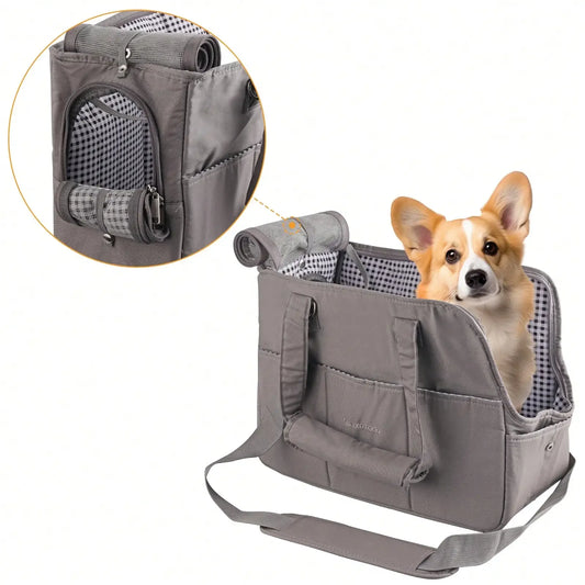 Women's Pet Carrier Handbag – Removable Dark Gray Purse for Small Dogs & Cats
