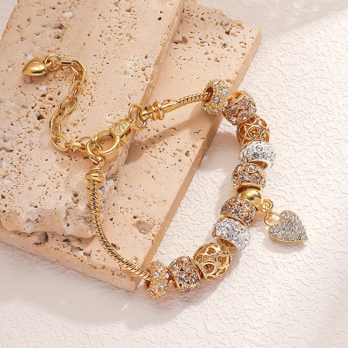 Women’s Pan-Style Beaded Charm Bracelet – Multi-Element DIY Love Jewelry