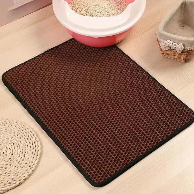 Double-Layer Waterproof Cat Litter Mat – Non-Slip, Washable Pad with Bonus Gift