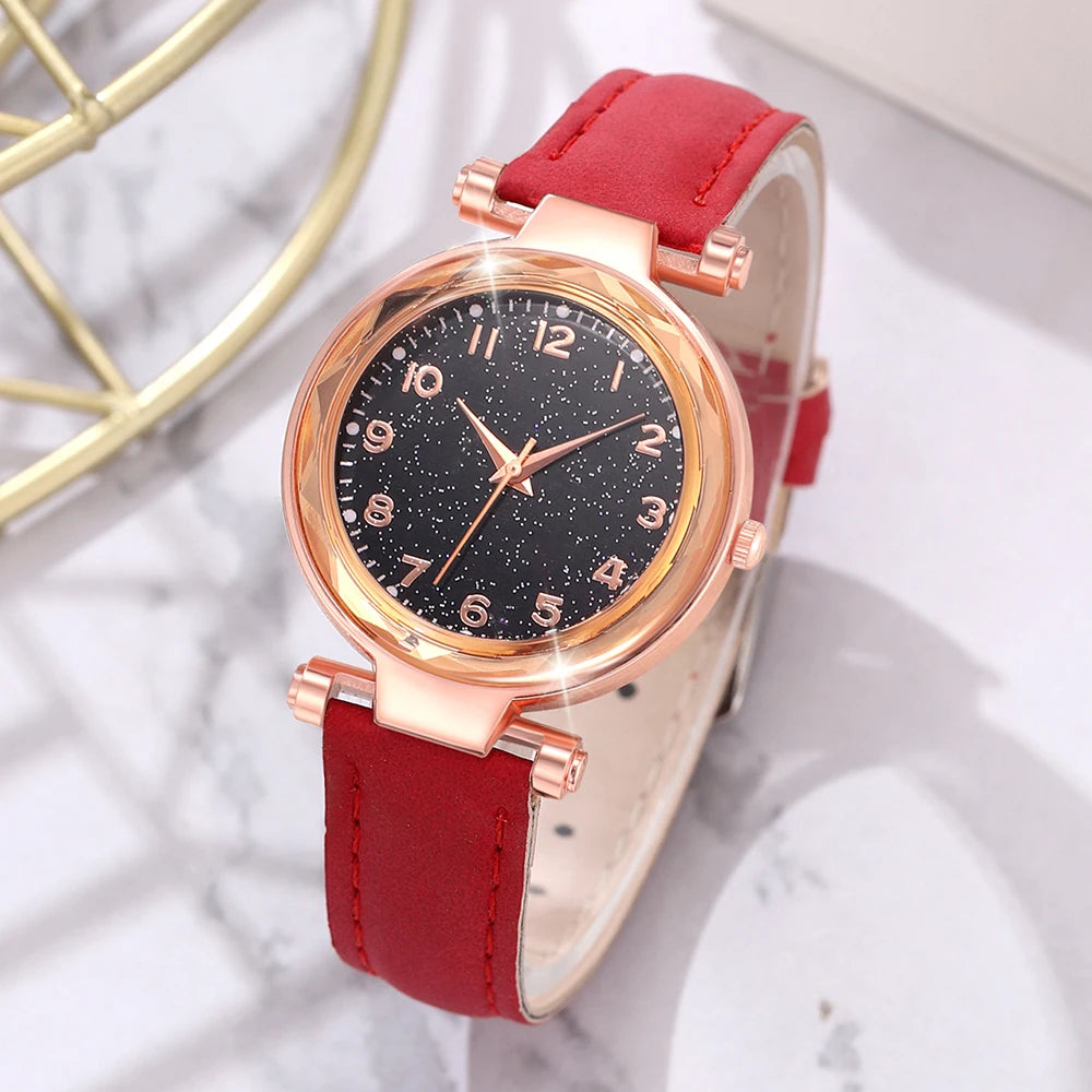Cherry Chic – 6PCS Red Watch & Jewelry Gift Set