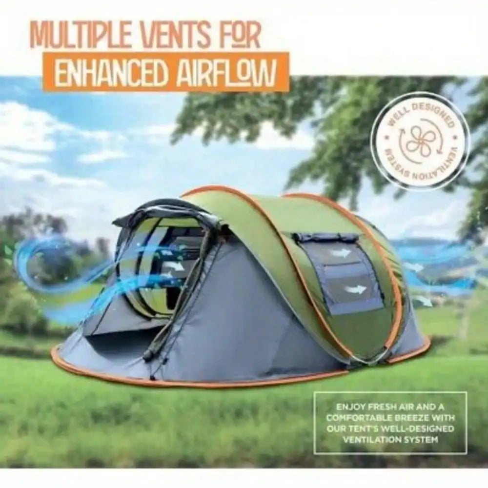 4-Person Pop-Up Camping Tent – Waterproof with 2 Doors & UPF 50+