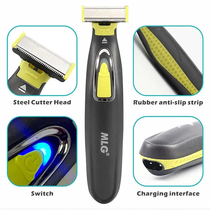 MLG Portable Electric Shaver & Full Body Trimmer – USB Rechargeable with T-Shaped Blade