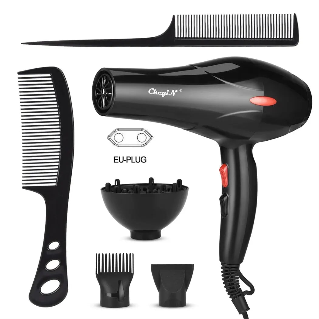 CkeyiN 1600W Professional Hair Dryer – Negative Ion Blow Dryer with Diffuser & Concentrator