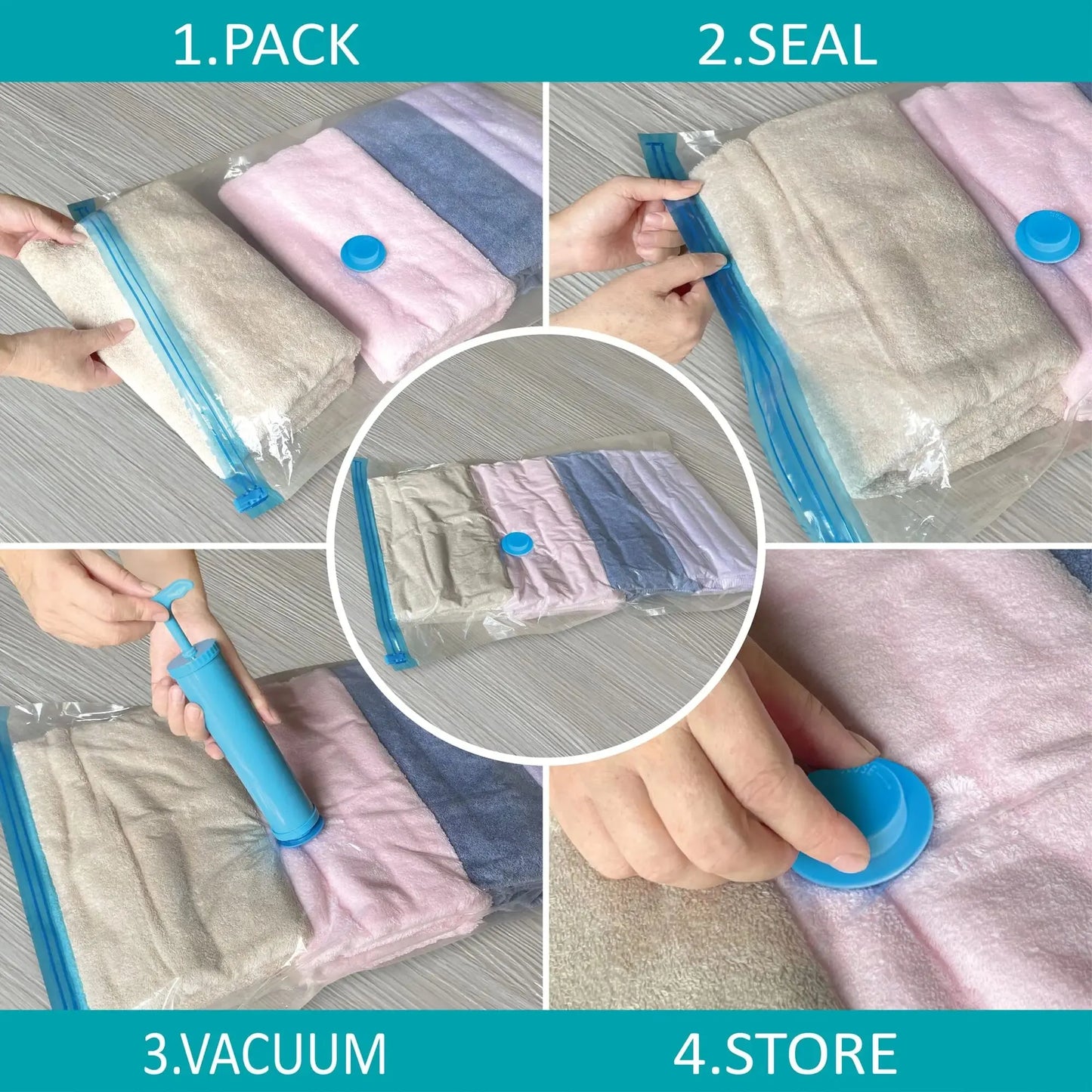 Vacuum Storage Bags for Clothes & Bedding – Space-Saving Organizer (Pump Not Included)