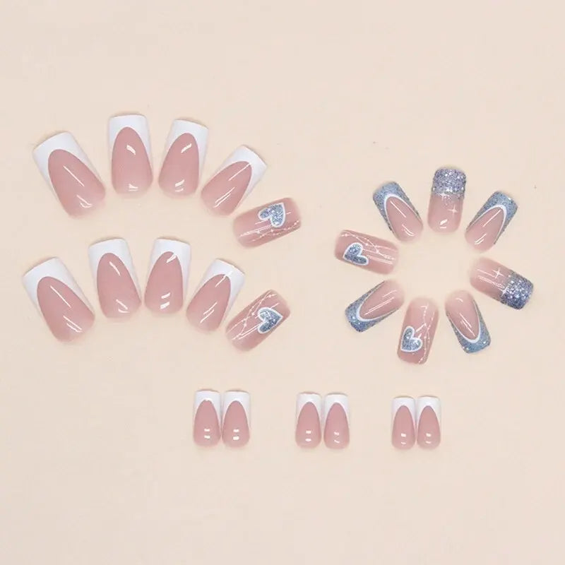 HeartPop – 24PCS Short French Press-On Nails Set with Jelly Gel & File