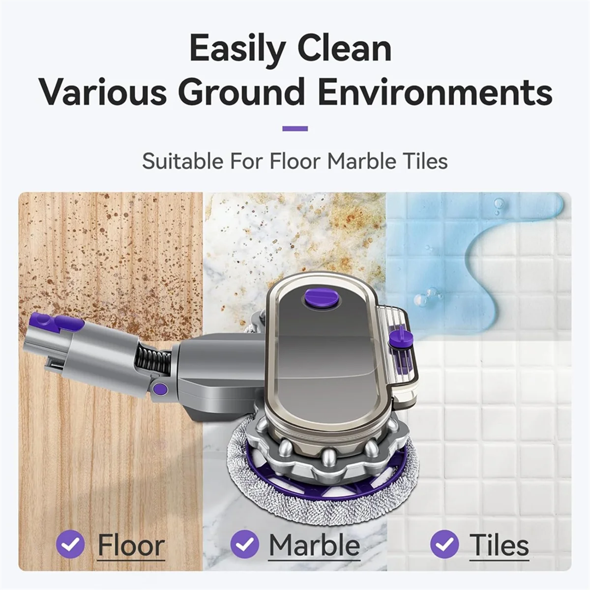 Wet & Dry Mop Head for Dyson V7–V15 – High-Efficiency Cleaning Head with Water Tank