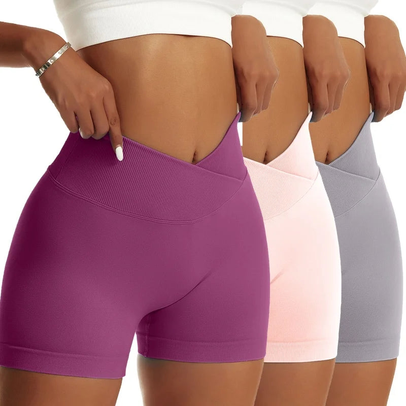 3-Pack Scrunch Butt Biker Shorts – High Waist Peach Hip Sports Set for Women
