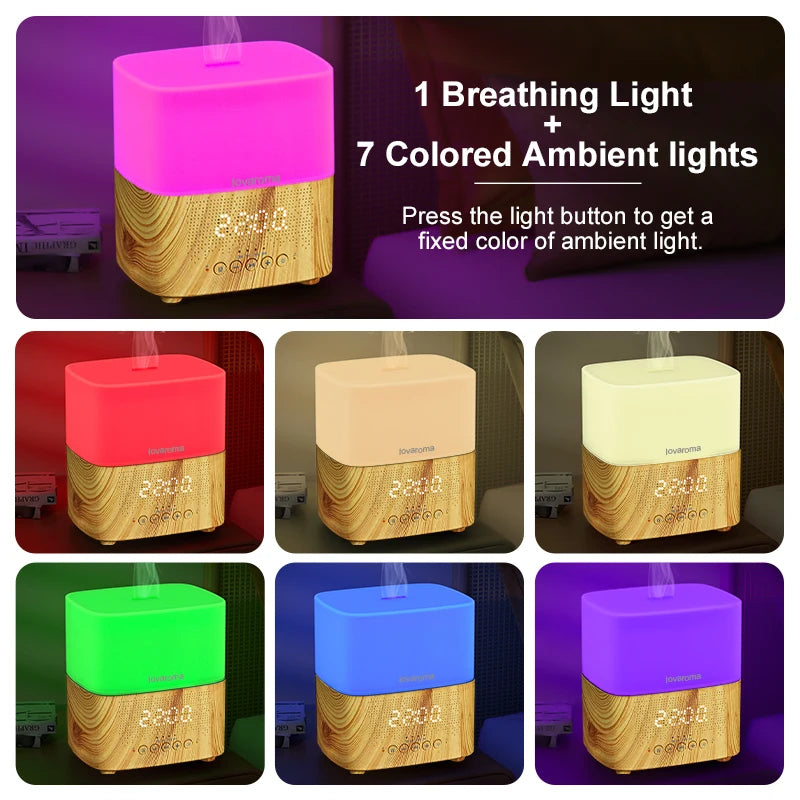 Lovaroma CJ-501 Ultrasonic Aroma Diffuser – Bluetooth Speaker, Humidifier & Alarm Clock with 7-Color Light