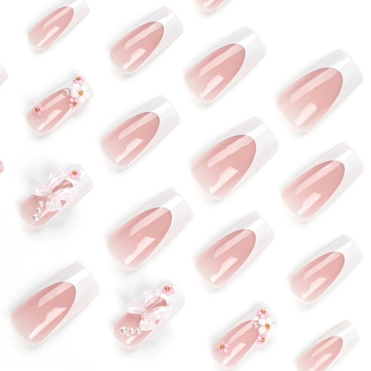 24-Piece Coffin-Shaped Press-On Nails Set – With File & Jelly Glue