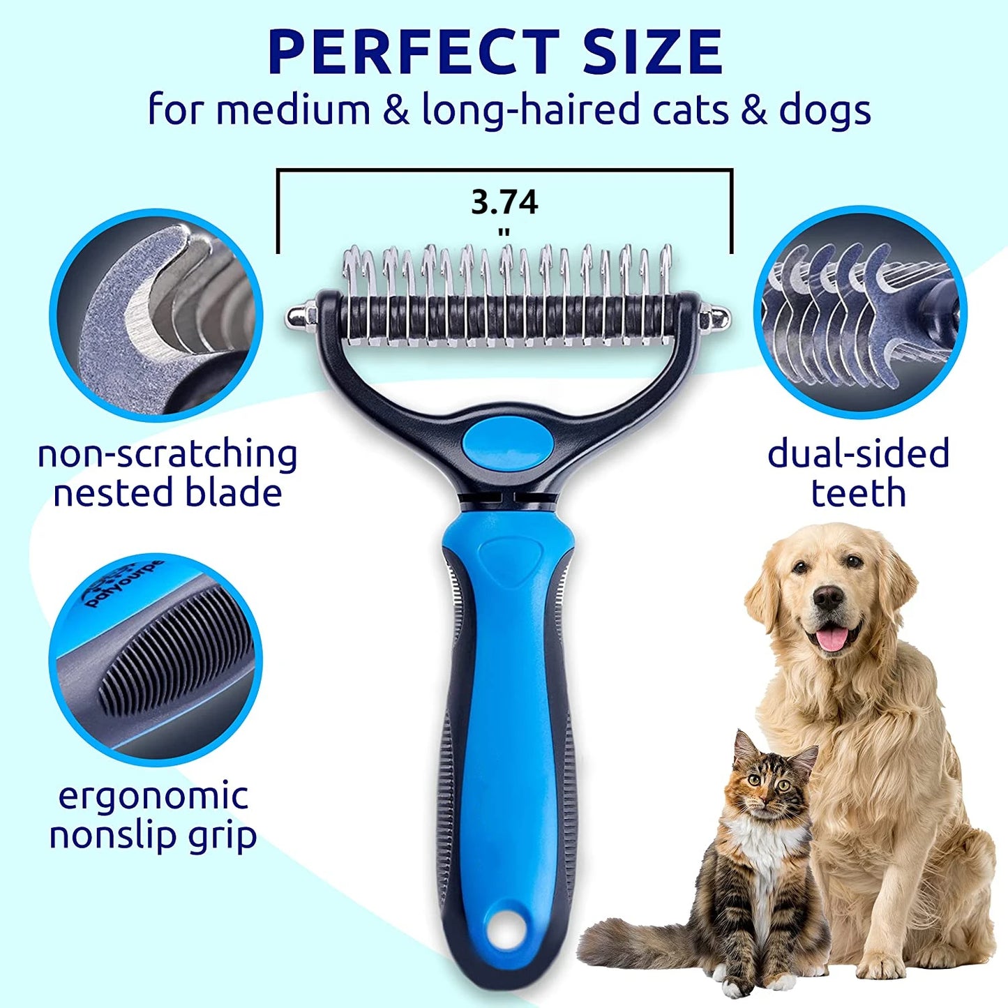 Professional Pet Shedding Brush – Hair Remover & Knot Cutter for Dogs & Cats