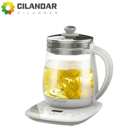 Jiuyang 1.5L Multifunctional Health Pot – 220V Glass Flower Teapot & Mini Dessert Cooker