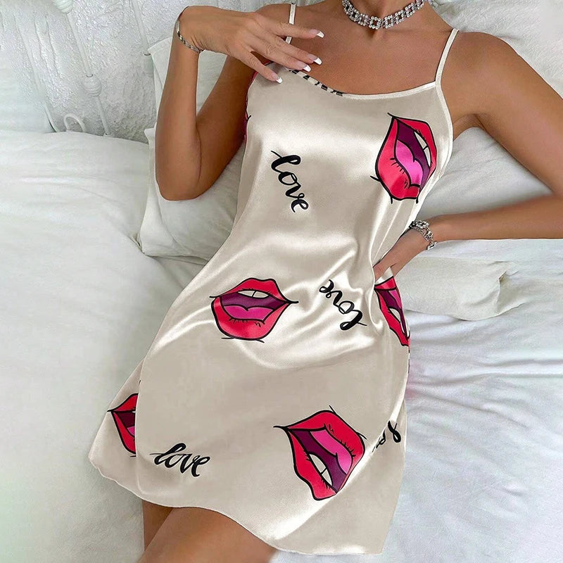 RoseGleam – Satin Floral Nightdress