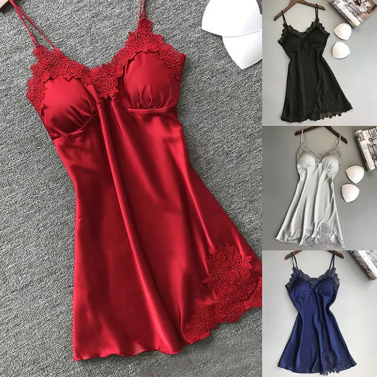 Sexy Women’s Silk Suspender Nightdress – Ice Silk Satin