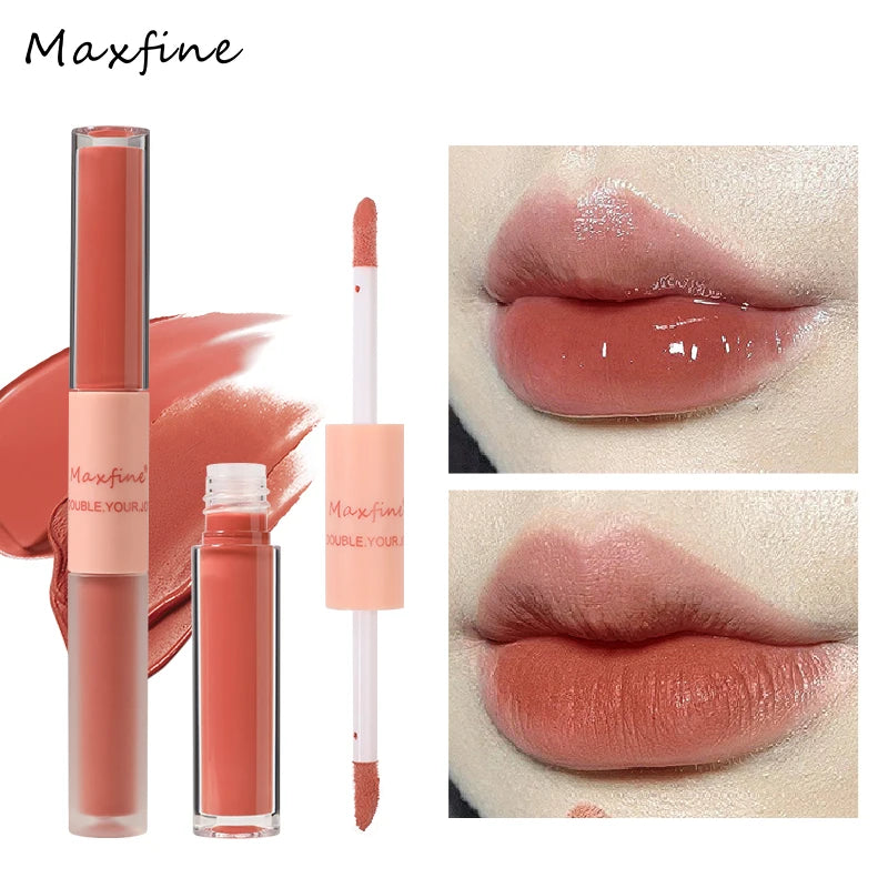 Double-End Lip Glaze – Mirror Gloss & Matte Velvet Duo