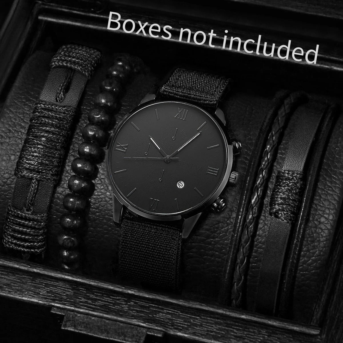 4/5PCS Men’s Casual Quartz Watch & Bracelet Set – Stylish Male Accessories