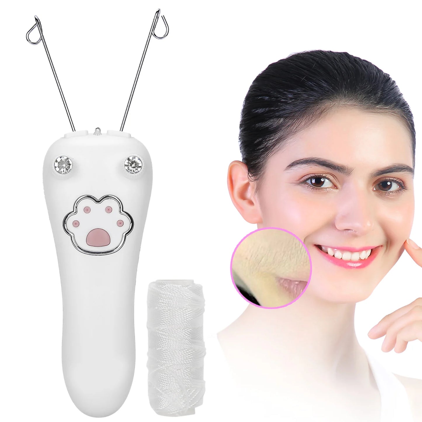 Rechargeable Cotton Thread Hair Remover for Women – Gentle Epilator for Face, Neck & Body