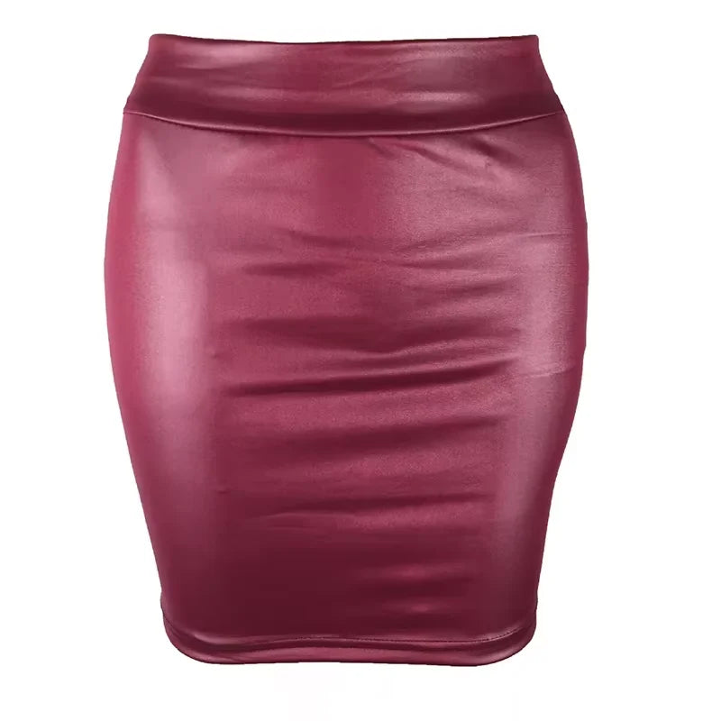 NightEdge – Women's PU Leather High Waist Mini Skirt