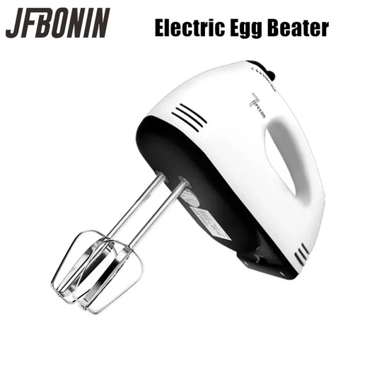 White Handheld Electric Egg Beater – 7-Speed Mini Mixer for Eggs, Cream & Baking