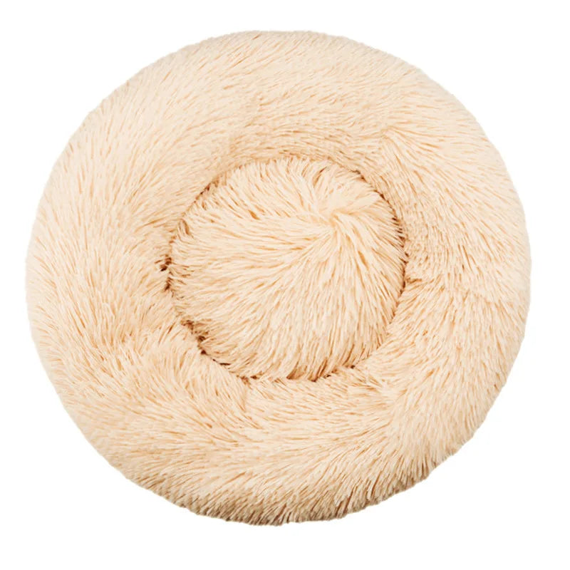 Round Plush Dog & Cat Bed – Winter Warm, Washable Pet Sofa for All Sizes