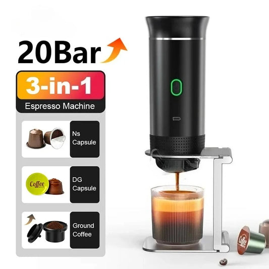 Wireless Portable Espresso Maker – 3-in-1 Travel Coffee Machine for Car, Home & Camping