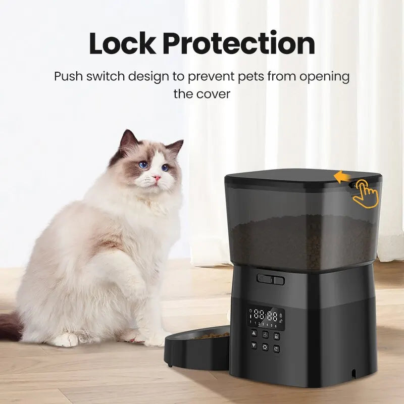 ROJECO Automatic Pet Feeder (Button Version) – Auto Dry Food Dispenser for Cats & Dogs