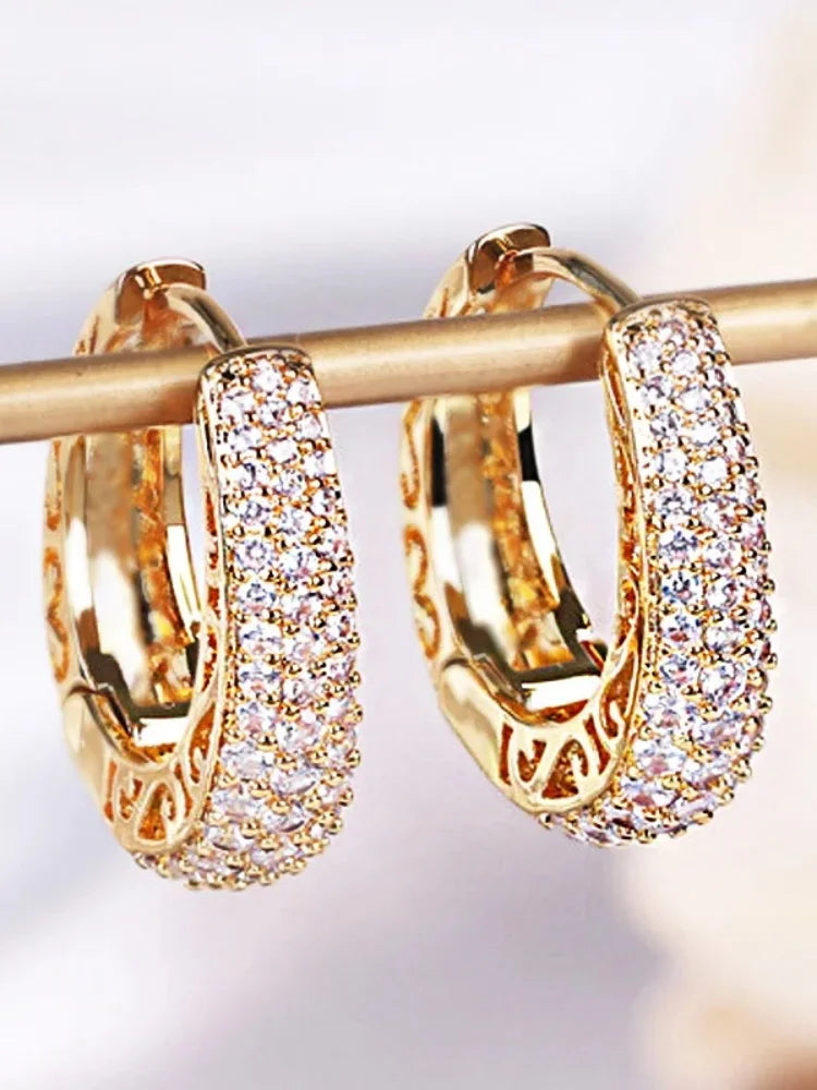 LumiHoops – Gold Hollow CZ Statement Hoop Earrings