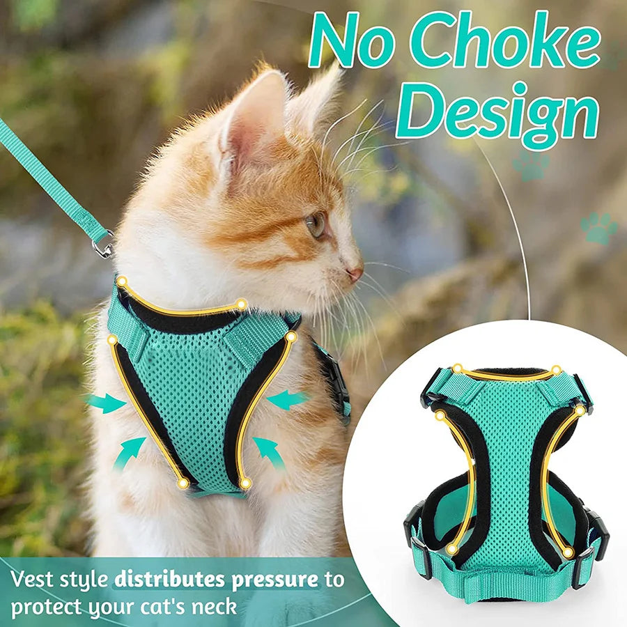 Escape-Proof Cat Harness & Leash – Soft, Adjustable Walking Vest