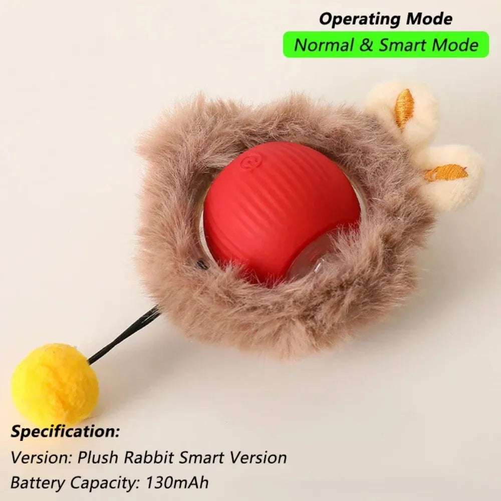 Interactive Smart Rolling Ball Toy – Rechargeable Electric Cat Toy with Faux Tail