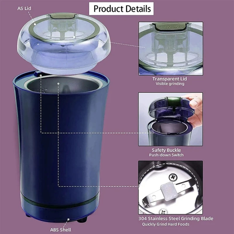 2025 Electric Grain Grinder – Stainless Steel Mill for Coffee, Nuts, Herbs & Spices