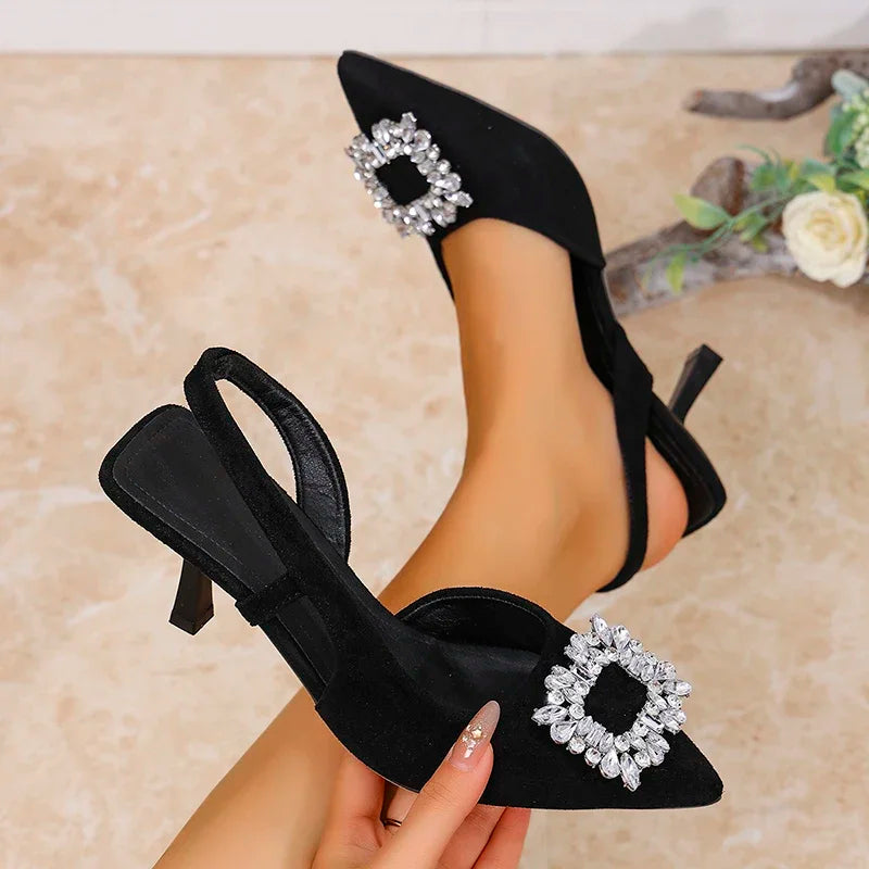 CrystalCharm – Square Buckle Thin Heel Pumps