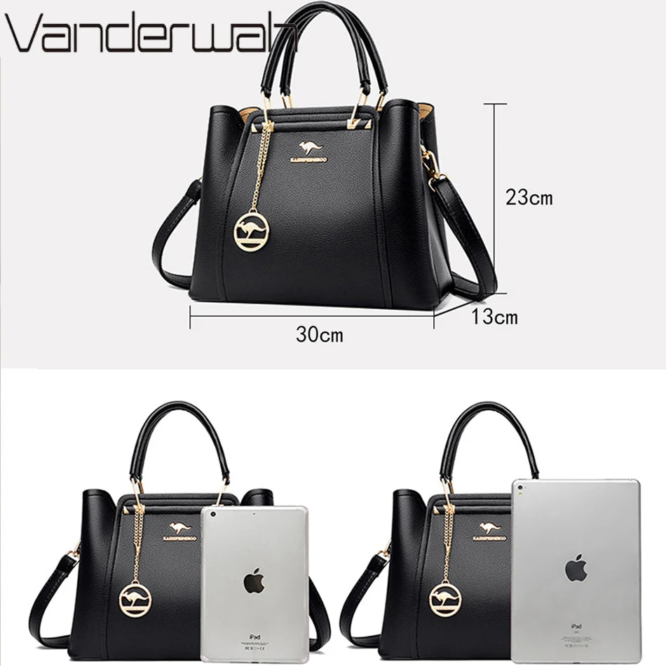 TriLuxe – 2025 3-Layer Large Capacity Leather Shoulder Bag