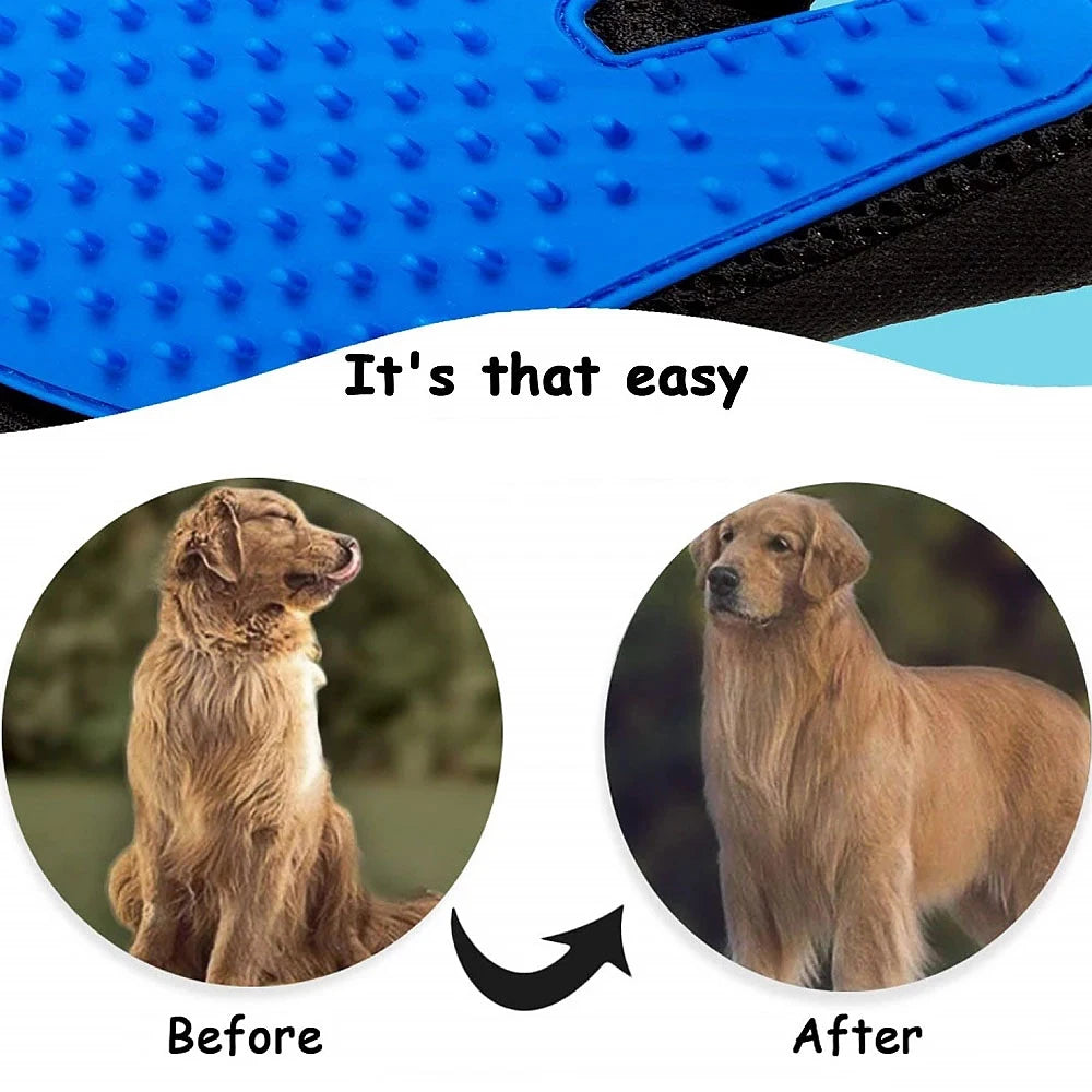 Silicone Pet Hair Remover Glove – Grooming & Bathing Brush for Cats & Dogs
