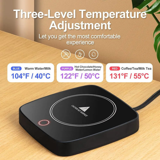 3-Gear Electric Mug Warmer – Cup Heating Coaster for Coffee, Tea & Milk (110–220V)