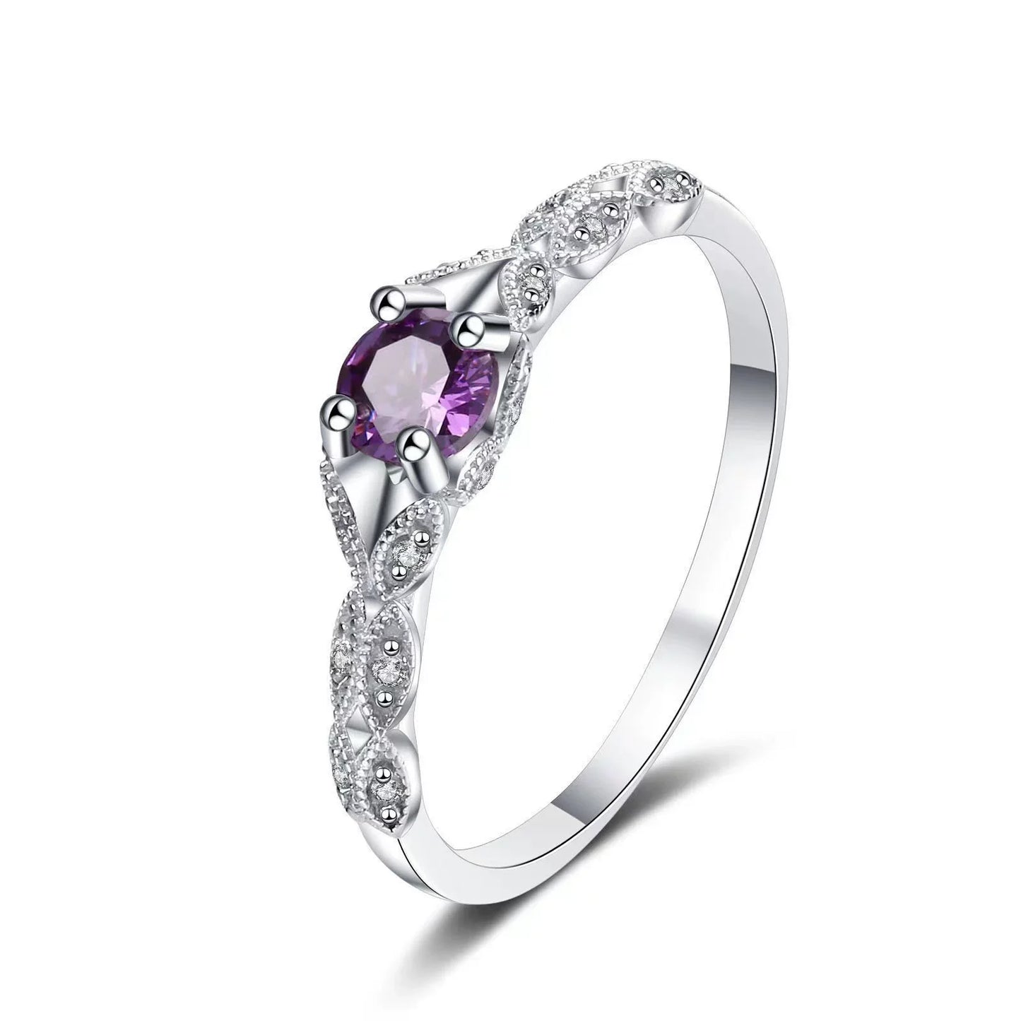Amethyst Zirconia Women’s Ring – Elegant Light Luxury Gemstone Jewelry
