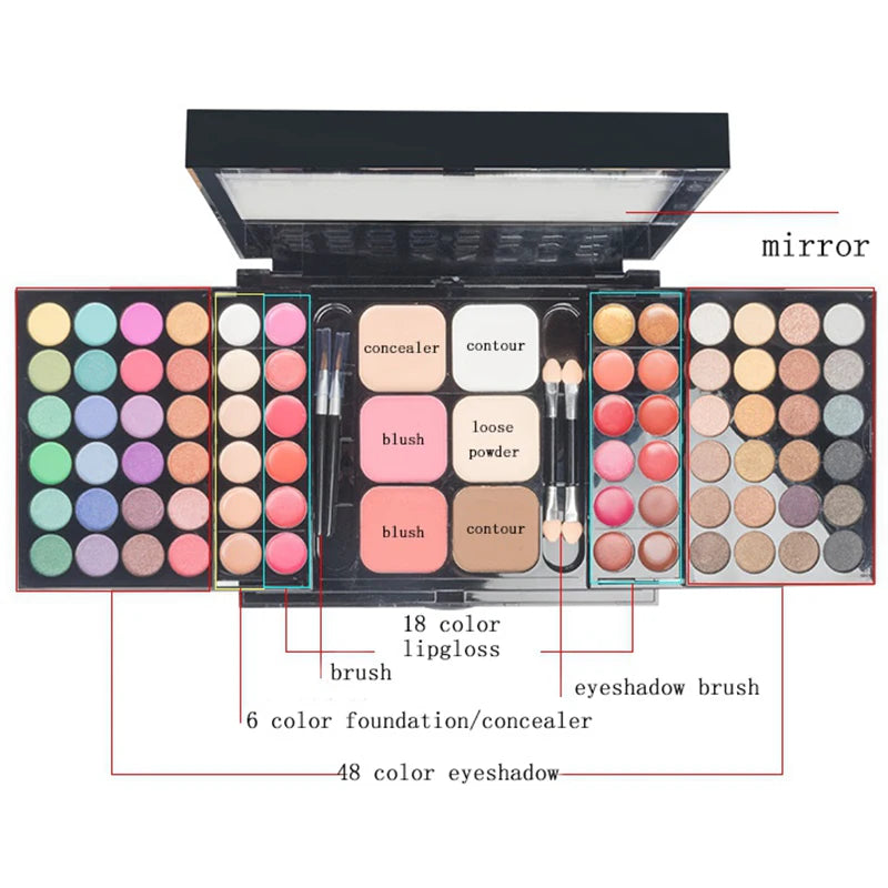 GlamFusion Pro – 40/74/78 Color Eyeshadow Palette with Matte & Glitter Shades