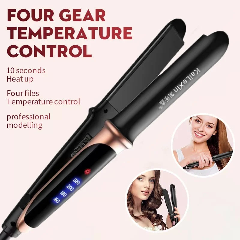 2-in-1 Professional Flat Iron Hair Straightener – 4 Gears Adjustable Temperature, Fast Warm-Up