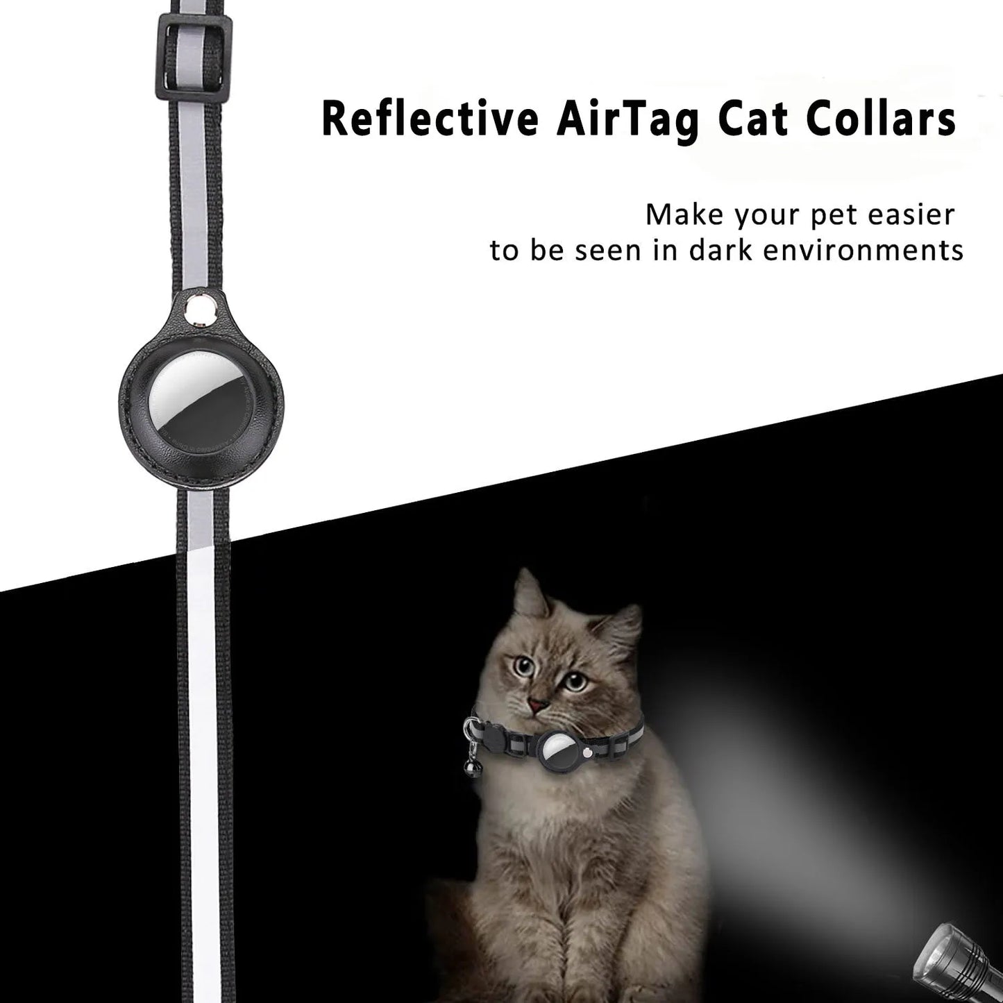 Cat Collar with AirTag Holder – Adjustable, Reflective, Waterproof with Bell