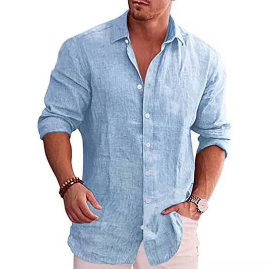 LinoFlex – Men's Cotton Linen Long Sleeve Shirt