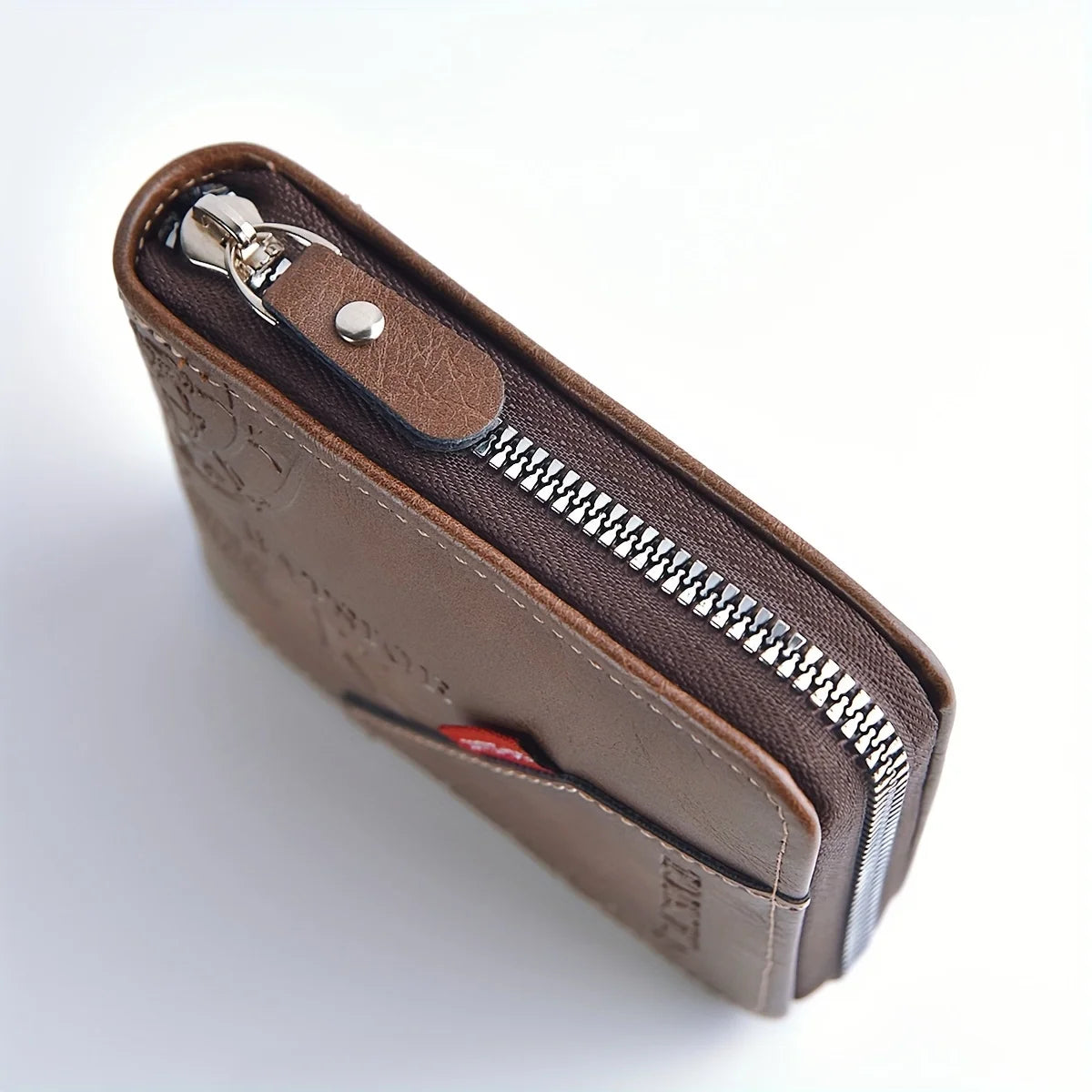 Men’s PU Wax Oil Skin Zipper Wallet – Coin & Card Holder Purse