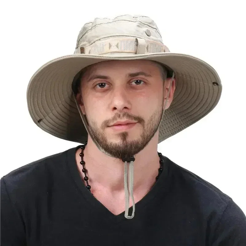 Men’s Summer UV Protection Bucket Hat – Wide Brim Outdoor Sun Hat