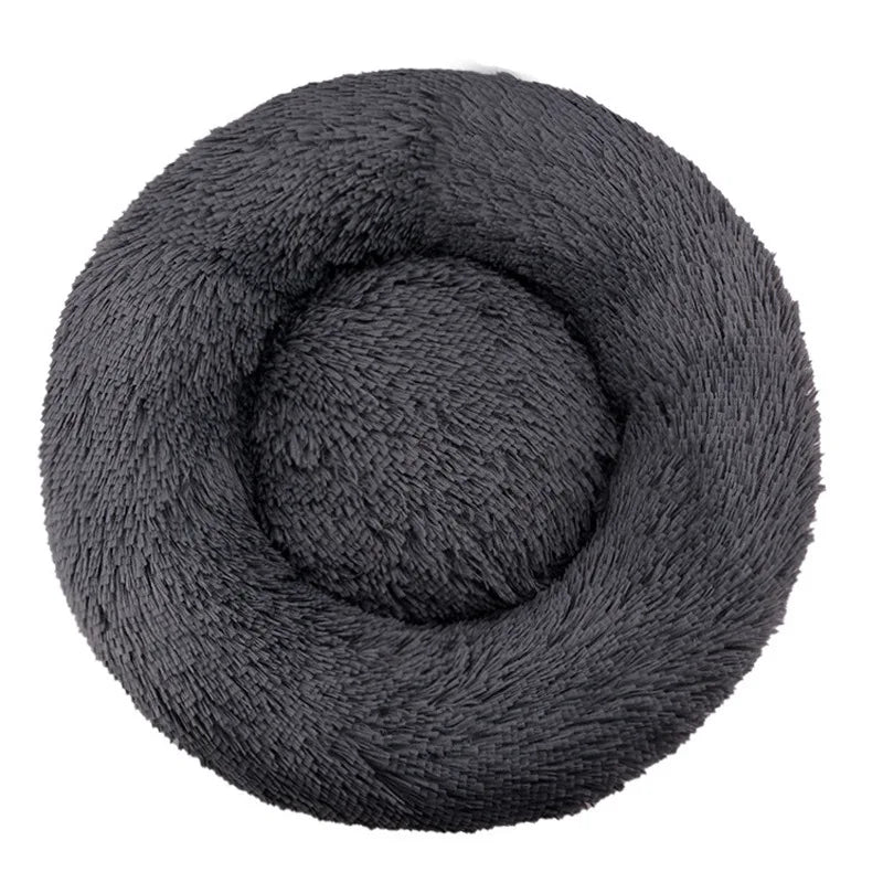 Round Plush Dog & Cat Bed – Winter Warm, Washable Pet Sofa for All Sizes