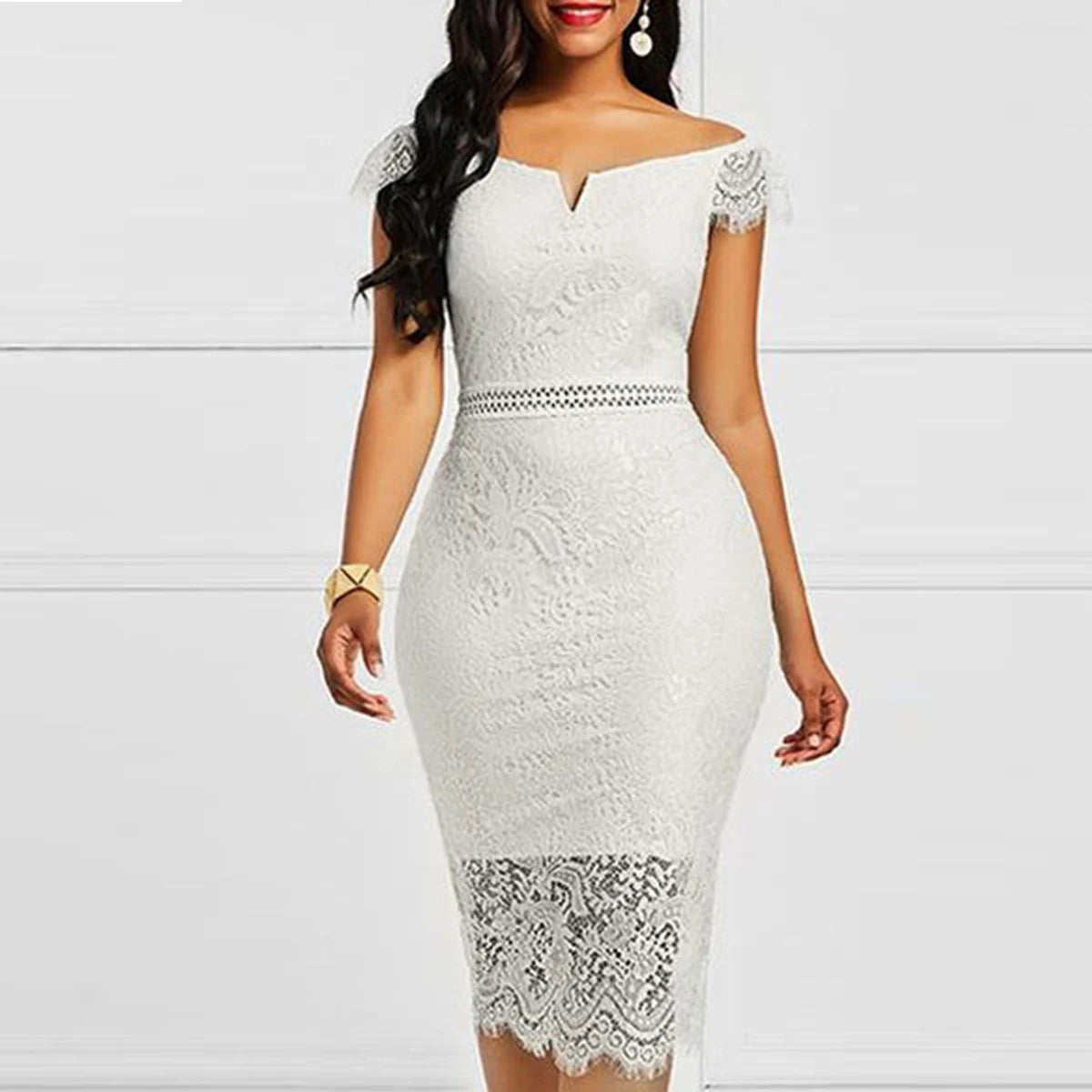 LaceCharm – Summer V-Neck Short Sleeve Dress