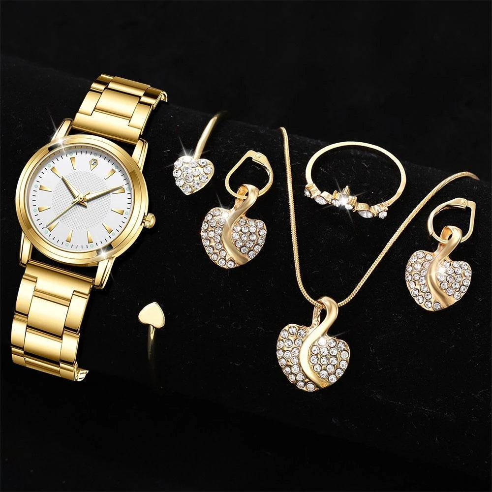 GlamTime – Women's Gold Watch & Jewelry Gift Set