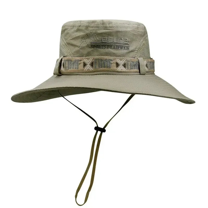 Men’s Summer UV Protection Bucket Hat – Wide Brim Outdoor Sun Hat