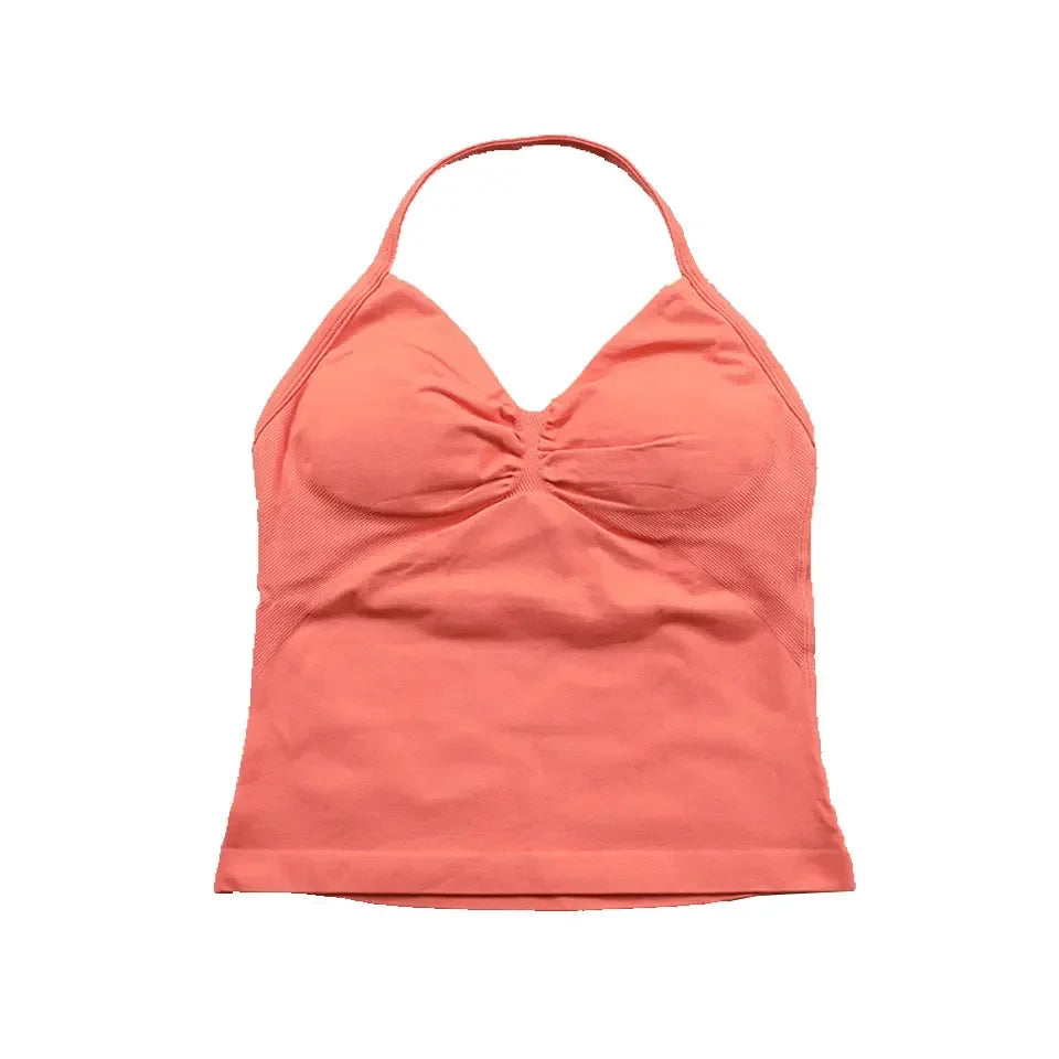 Impact Strappy Longline Yoga Top – Seamless, Backless, Built-In Bra