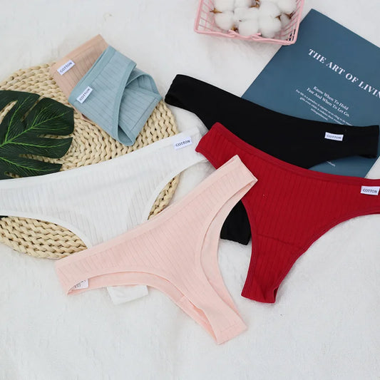 6-Pack Cotton Low-Waist Thongs – Invisible & Sexy Everyday Panties