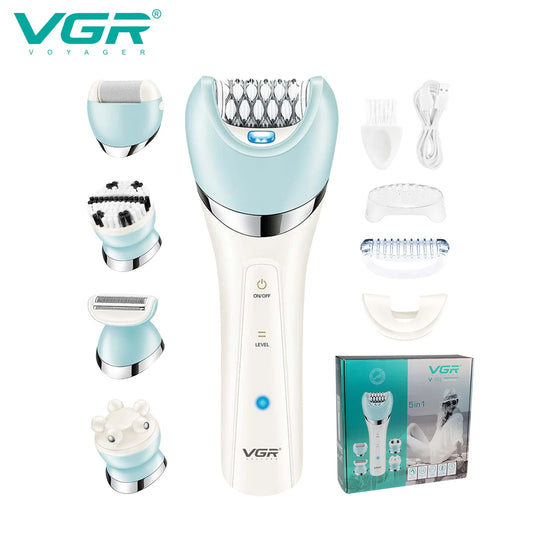 VGR V-703 5-in-1 Women’s Electric Epilator & Hair Remover – Shaver, Bikini Trimmer & Facial Cleaner