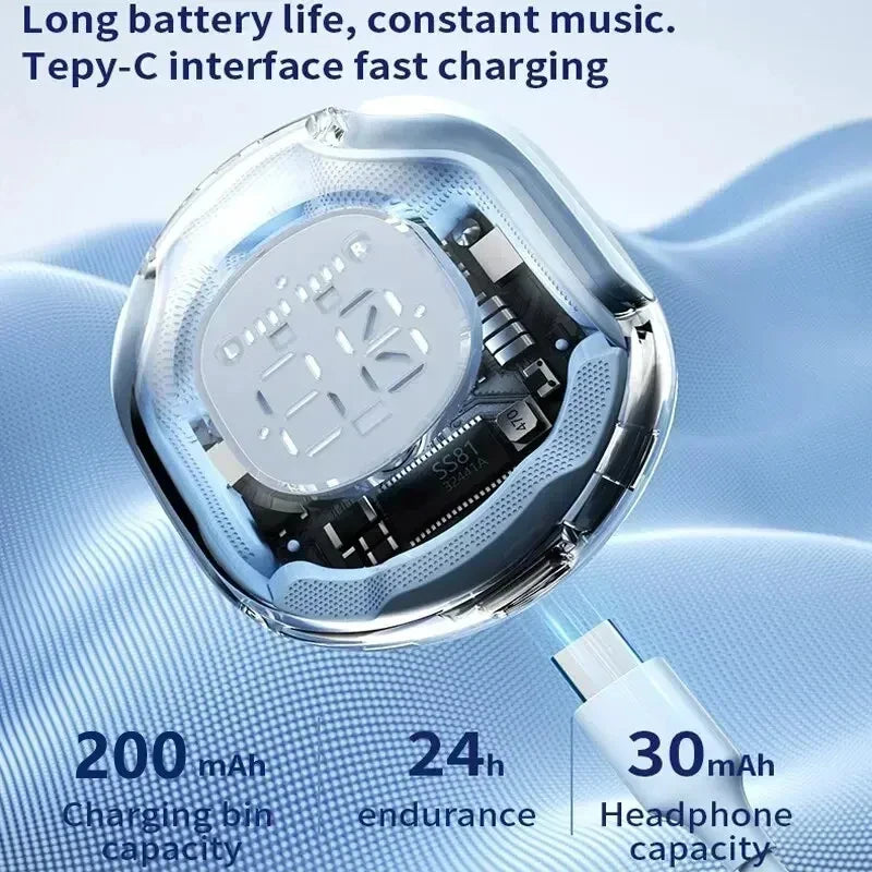 T8 PRO – Transparent TWS Earbuds with LED Display