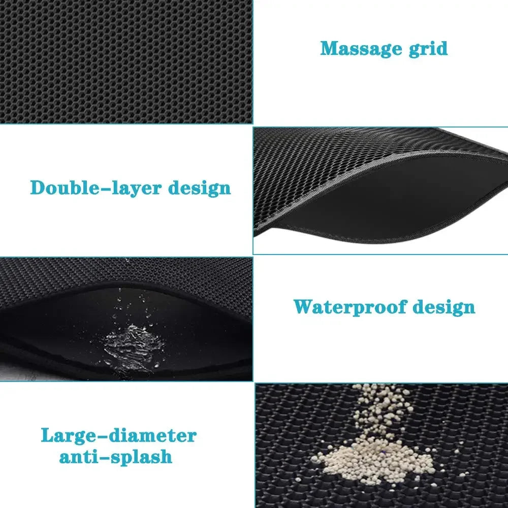 Double-Layer Waterproof Cat Litter Mat – Non-Slip, Washable Pad with Bonus Gift